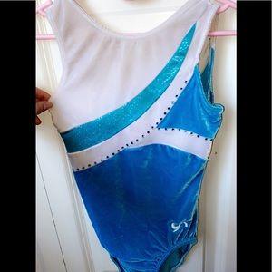 Blue&white w/ rhinestones gymnastics Leotard GK